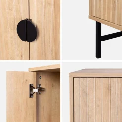 Dressoir met 4 deuren gegroefd houteffect 157,5cm