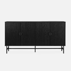 Dressoir met 4 deuren gegroefd houteffect 157,5cm