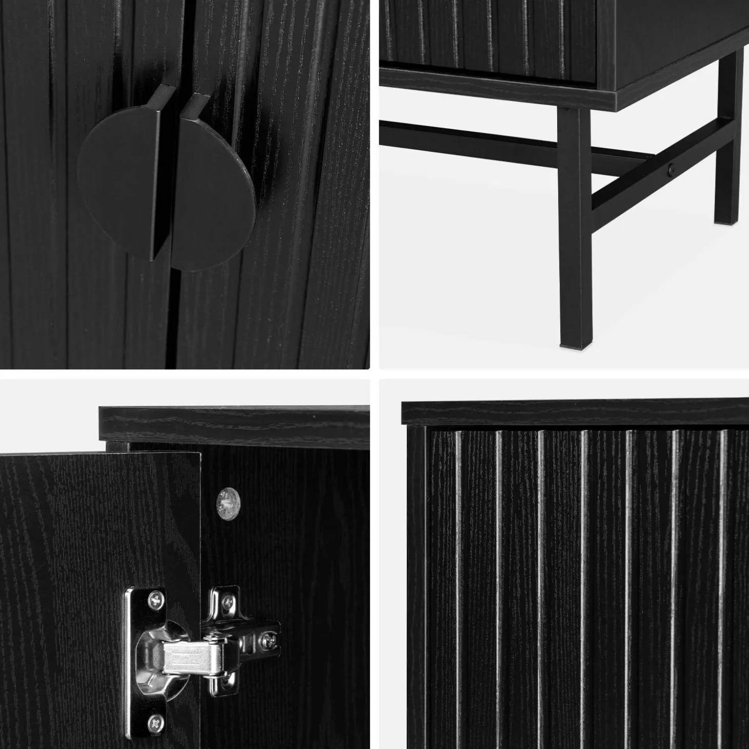 Dressoir met 4 deuren gegroefd houteffect 157,5cm