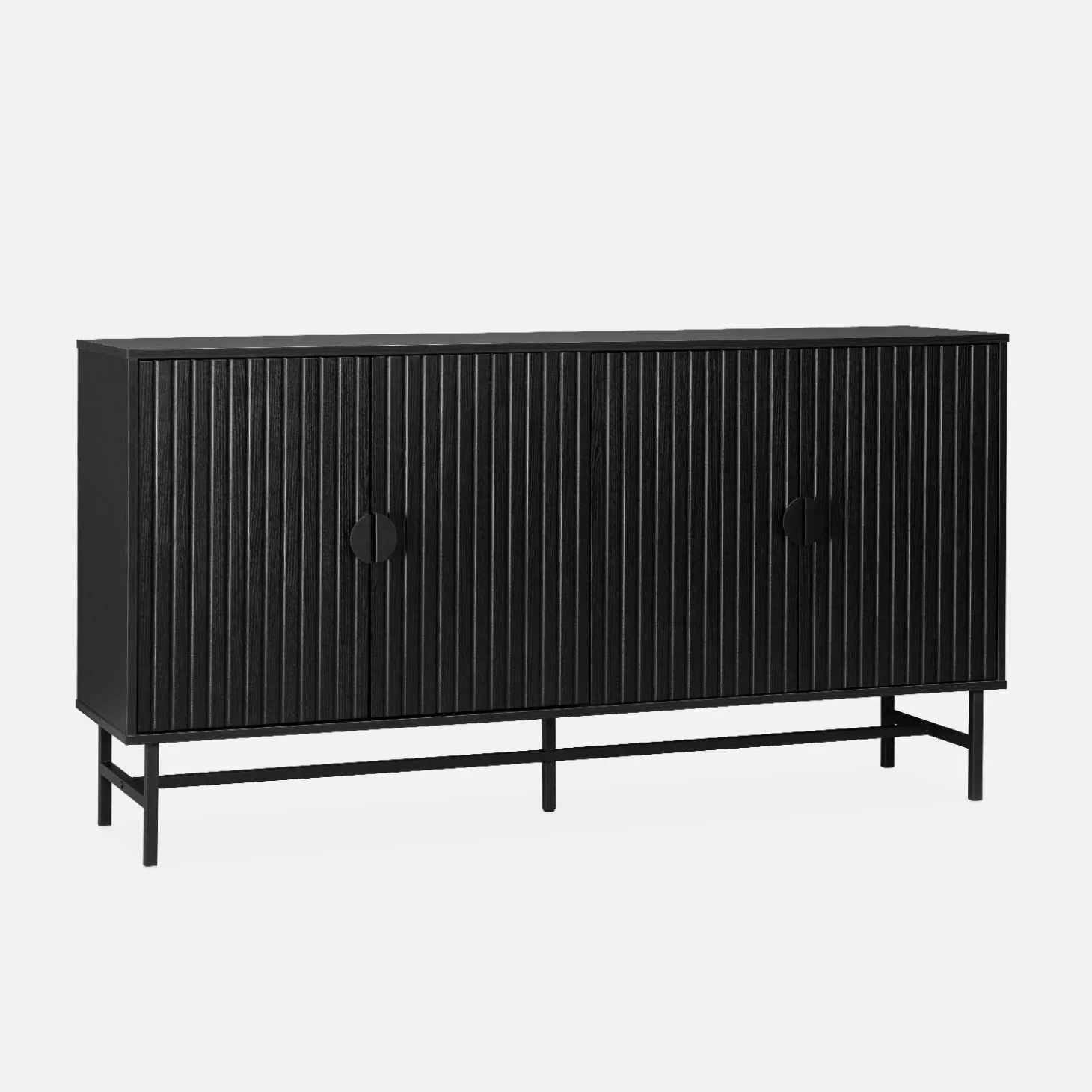 Dressoir met 4 deuren gegroefd houteffect 157,5cm
