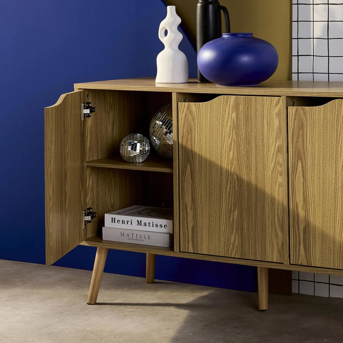 Dressoir met 3 deuren houtdecor 120cm