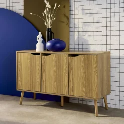 Dressoir met 3 deuren houtdecor 120cm
