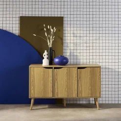 Dressoir met 3 deuren houtdecor 120cm