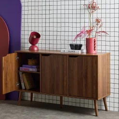 Dressoir met 3 deuren houtdecor 120cm