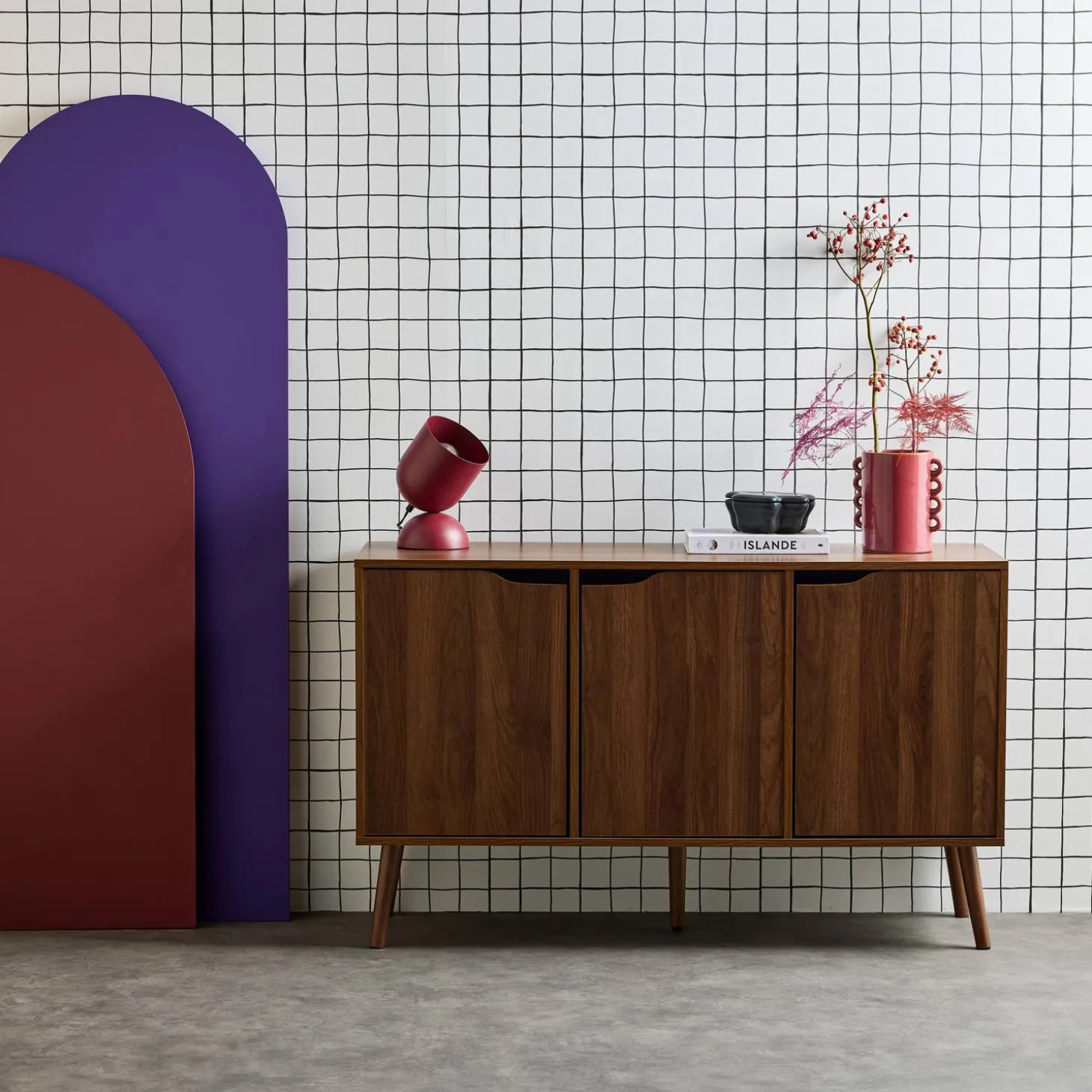 Dressoir met 3 deuren houtdecor 120cm