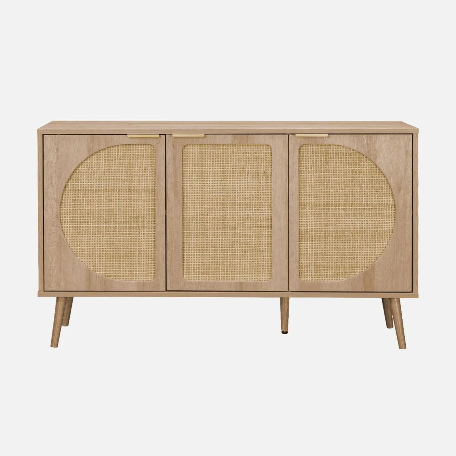 Dressoir met 3 deuren houtlook en rotan 120cm