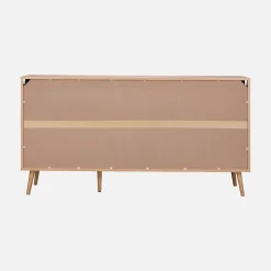 Dressoir met 2 deuren 3 lades houtlook en rotan 150cm