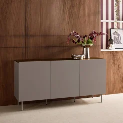 Dressoir met 3 deuren metaal en houtdecor 150cm