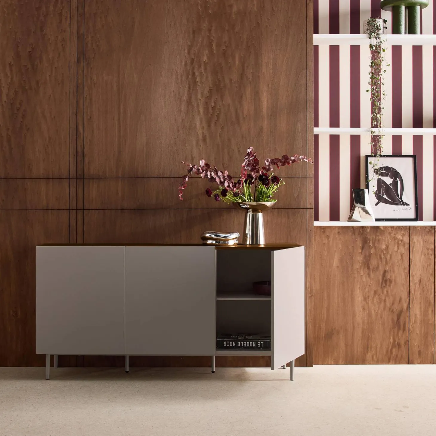 Dressoir met 3 deuren metaal en houtdecor 150cm