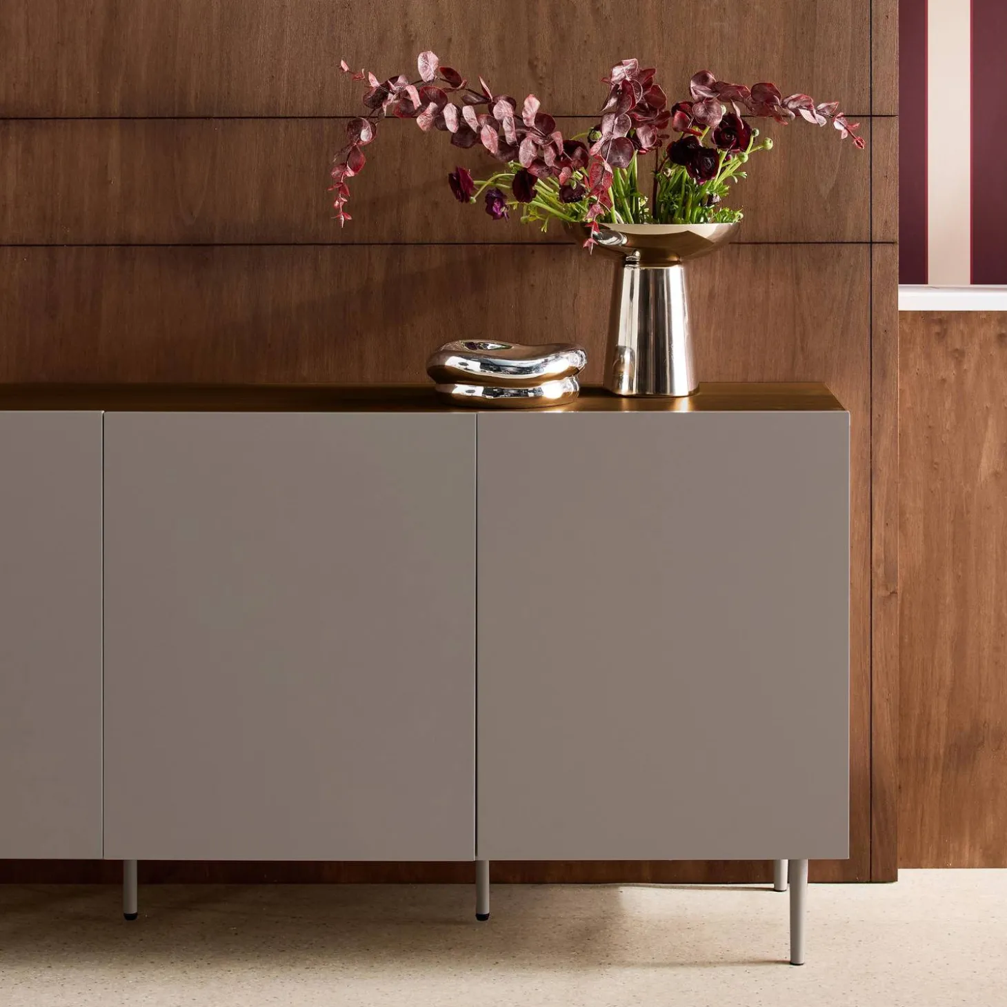 Dressoir met 3 deuren metaal en houtdecor 150cm