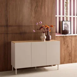 Dressoir met 3 deuren metaal en houtdecor 120cm