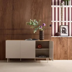 Dressoir met 3 deuren metaal en houtdecor 150cm