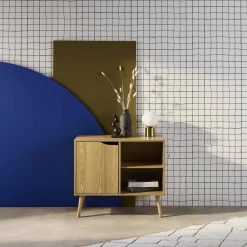 Dressoir met 1 deur en plank houtdecor 80cm
