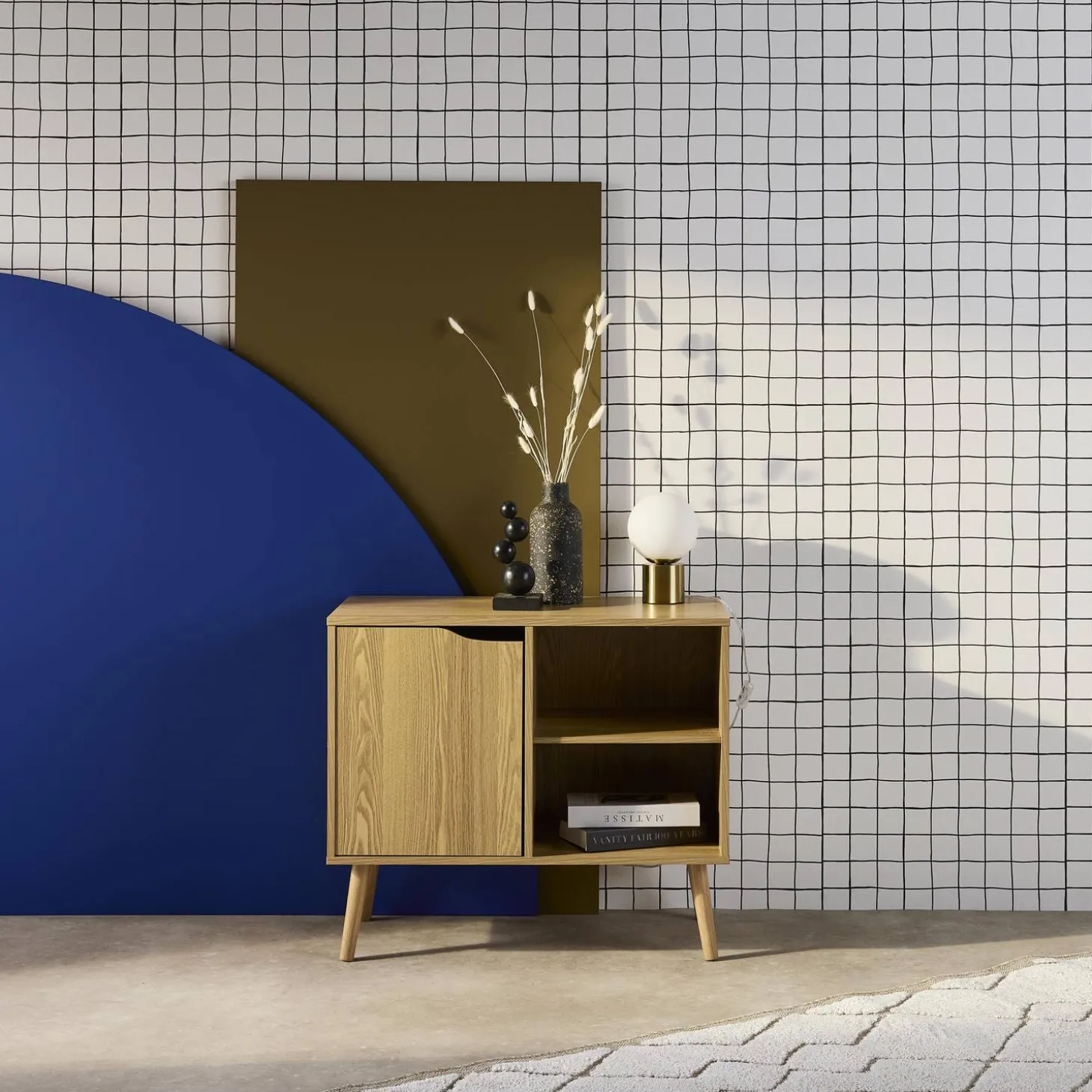 Dressoir met 1 deur en plank houtdecor 80cm