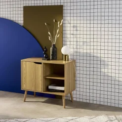 Dressoir met 1 deur en plank houtdecor 80cm