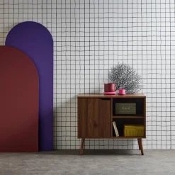 Dressoir met 1 deur en plank houtdecor 80cm