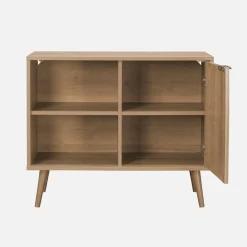 Dressoir met 1 deur en plank houtlook en rotan 80cm