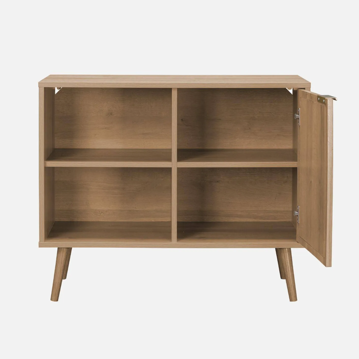 Dressoir met 1 deur en plank houtlook en rotan 80cm