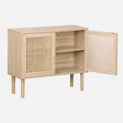 Dressoir met 2 deuren rotan en houteffect 80cm