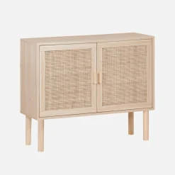 Dressoir met 2 deuren rotan en houteffect 80cm