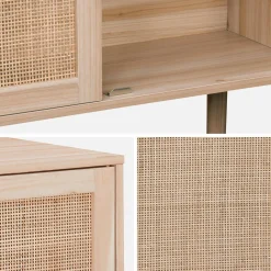 Dressoir met 2 deuren rotan en houteffect 80cm