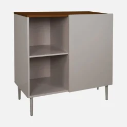 Dressoir met 1 deur metaal en houtdecor 80cm