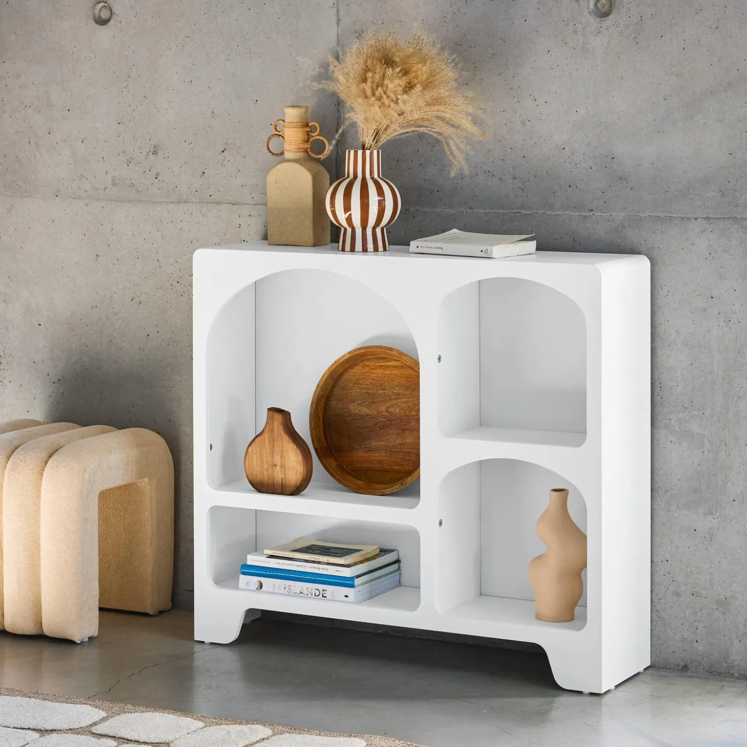 Dressoir met 4 vakken houtdecor organisch 90cm