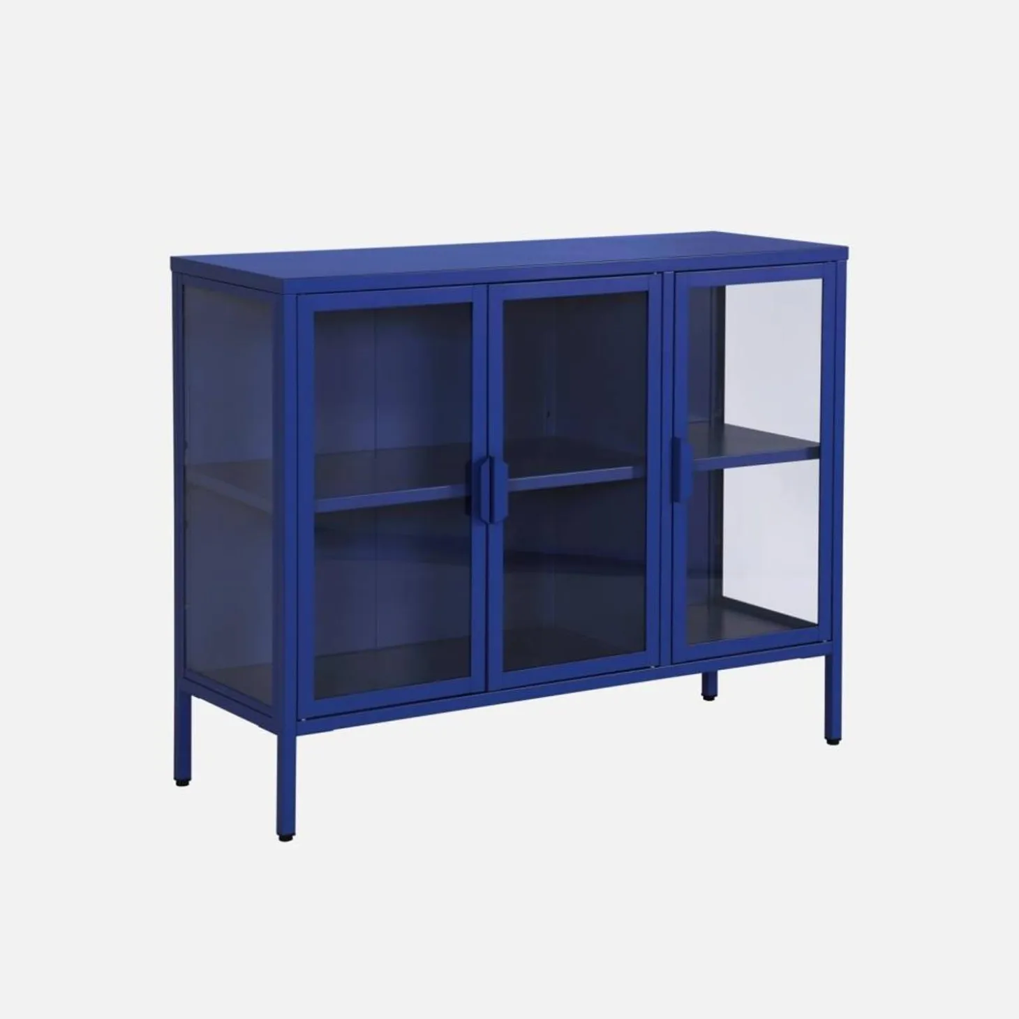 Dressoir met vitrine 3 deuren gehard glas en staal 100cm