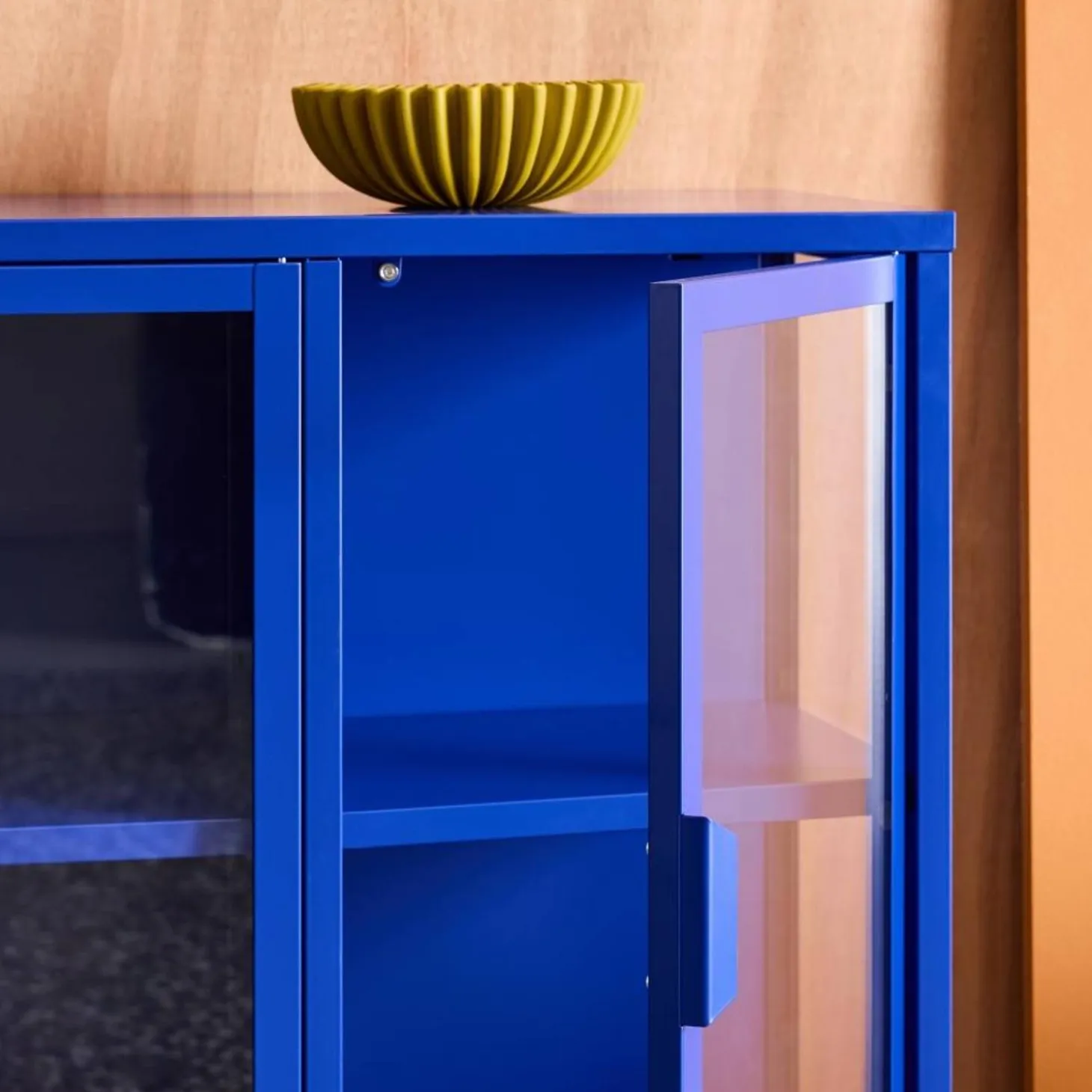 Dressoir met vitrine 3 deuren gehard glas en staal 100cm