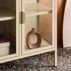 Dressoir met vitrine 3 deuren gehard glas en staal 100cm