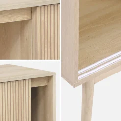 Dressoir 2 schuifdeuren houtdecor deels gegroefd 115cm