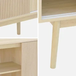 Dressoir 2 schuifdeuren houtdecor deels gegroefd 150cm