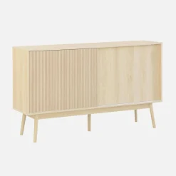 Dressoir 2 schuifdeuren houtdecor deels gegroefd 150cm