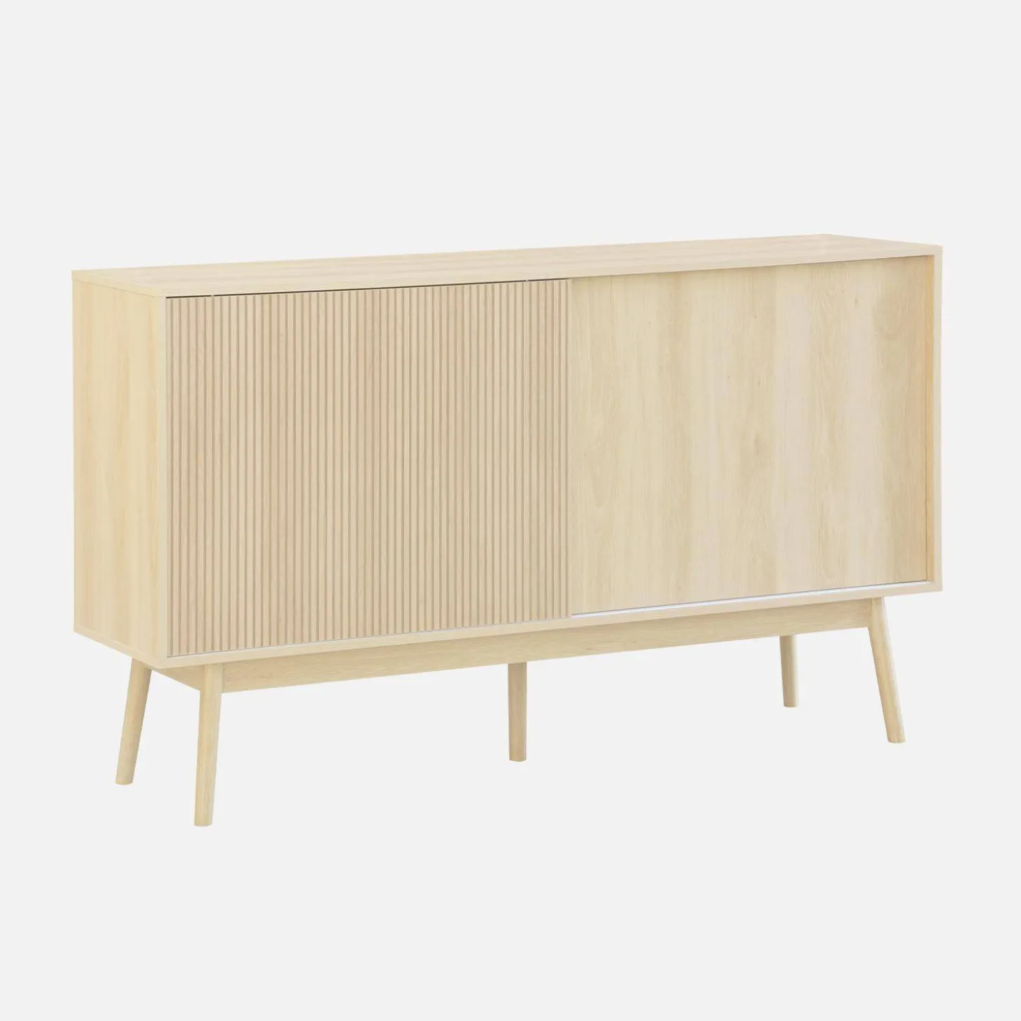 Dressoir 2 schuifdeuren houtdecor deels gegroefd 150cm
