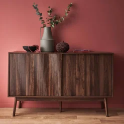 Dressoir 2 schuifdeuren houtdecor deels gegroefd 150cm