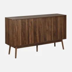 Dressoir 2 schuifdeuren houtdecor deels gegroefd 150cm