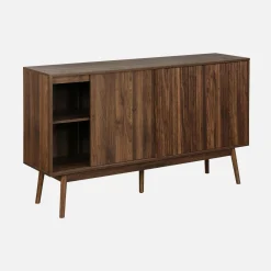 Dressoir 2 schuifdeuren houtdecor deels gegroefd 150cm
