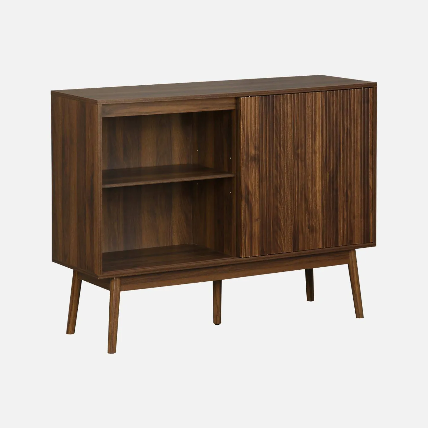 Dressoir 2 schuifdeuren houtdecor deels gegroefd 115cm