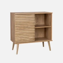 Dressoir 1 schuifdeur en plank gegroefde houtlook 80cm