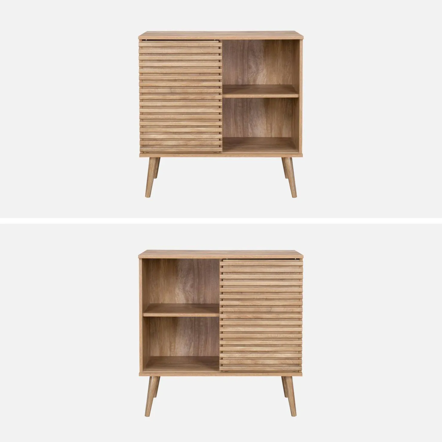 Dressoir 1 schuifdeur en plank gegroefde houtlook 80cm