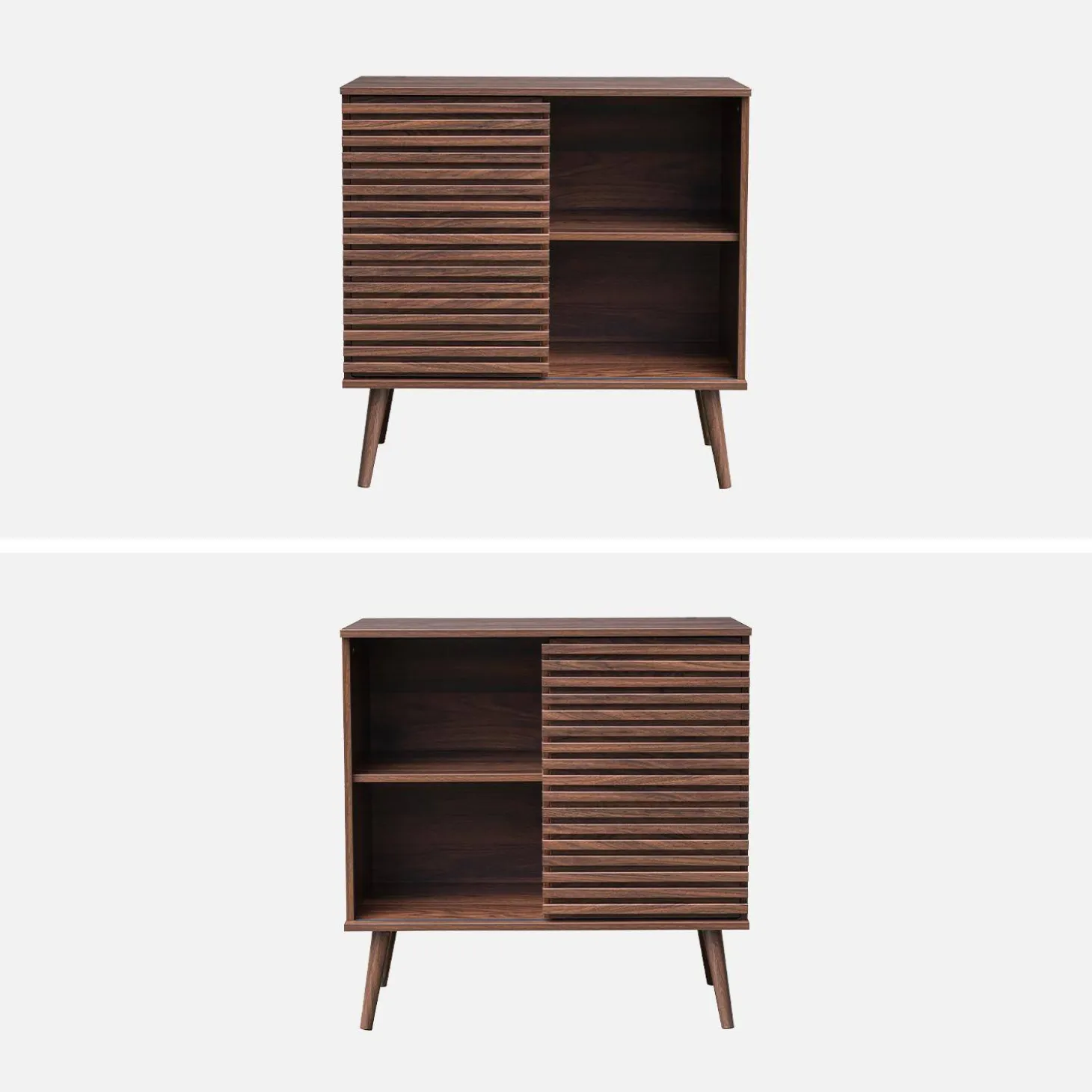 Dressoir 1 schuifdeur en plank gegroefde houtlook 80cm