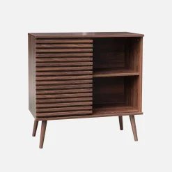 Dressoir 1 schuifdeur en plank gegroefde houtlook 80cm