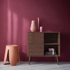 Dressoir 1 schuifdeur en plank gegroefde houtlook 80cm