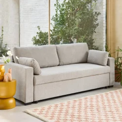 Driezits slaapbank in chenille stof