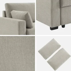 Driezits slaapbank in chenille stof