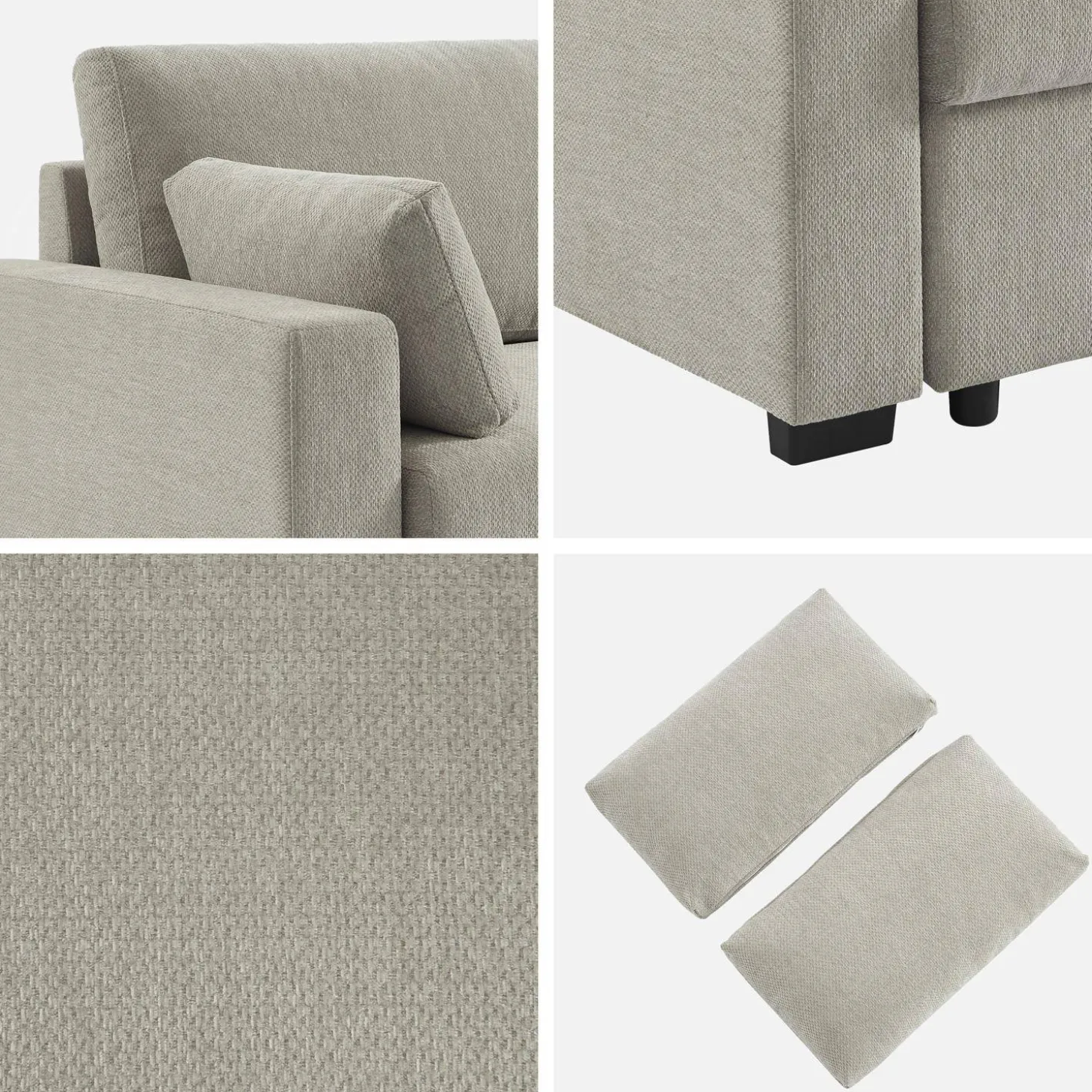Driezits slaapbank in chenille stof