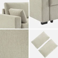 Driezits slaapbank in chenille stof