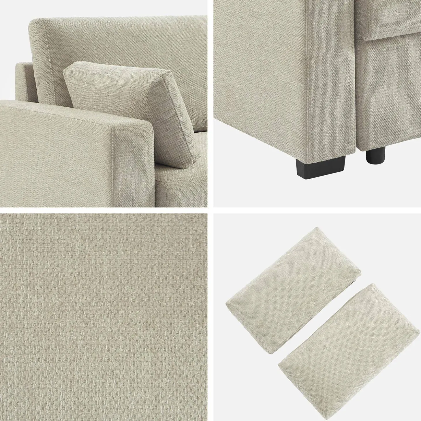 Driezits slaapbank in chenille stof