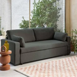 Driezits slaapbank in chenille stof