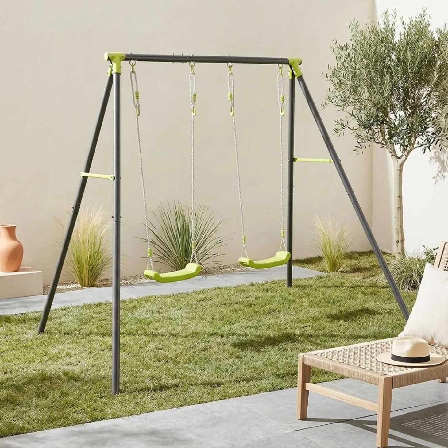 Dubbele metalen schommelframe